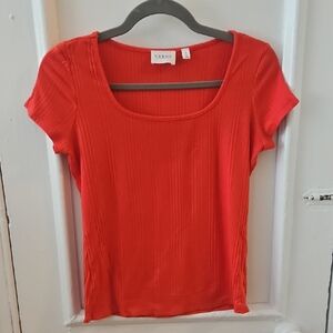 Cyrus Vermillion Red Ribbed Tee